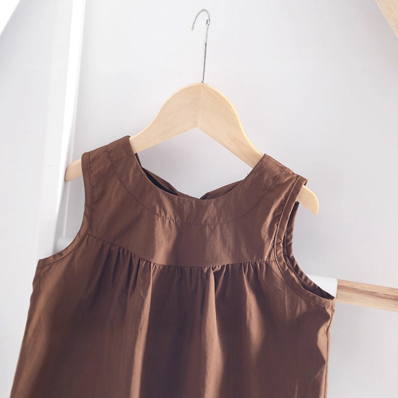 Girls' Fashion Suit Foreign Style New Kids Girls Summer Clothes Kids Summer Clothes Sleeveless Two-Piece Trend