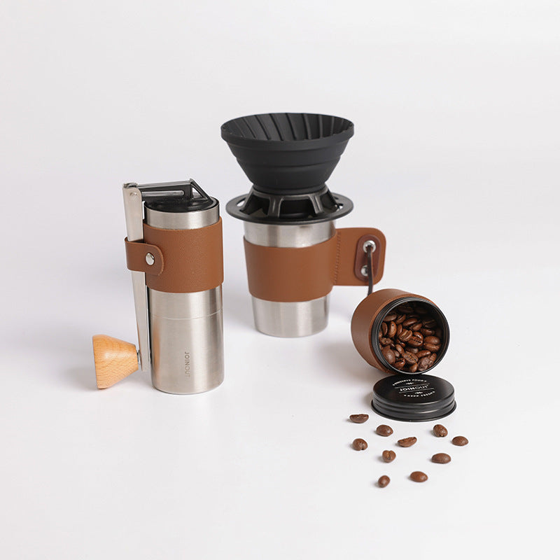 Festive gift pour-over coffee set, cork bag, portable outdoor coffee set, pour-over coffee set, full set