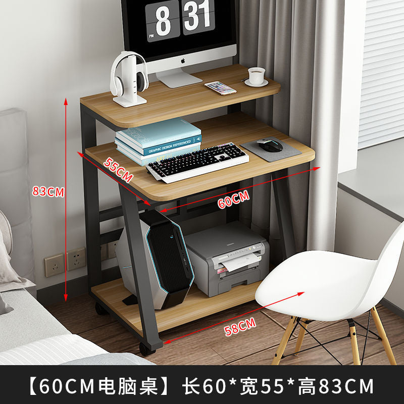 TRQ Mini Computer Desk Small Home Desktop Desk Movable Computer Desk Double Decker Desk Modern and Minimalist