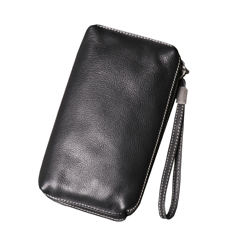 Luo Jia factory new men's leather clutch bag women's soft leather long wallet fashion simple cowhide mobile phone bag