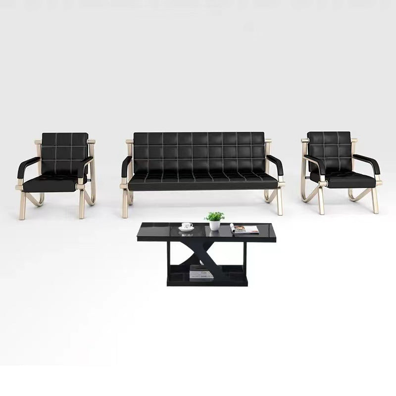 Office sofa reception simple modern iron business office three-person sofa middle coffee table table combination