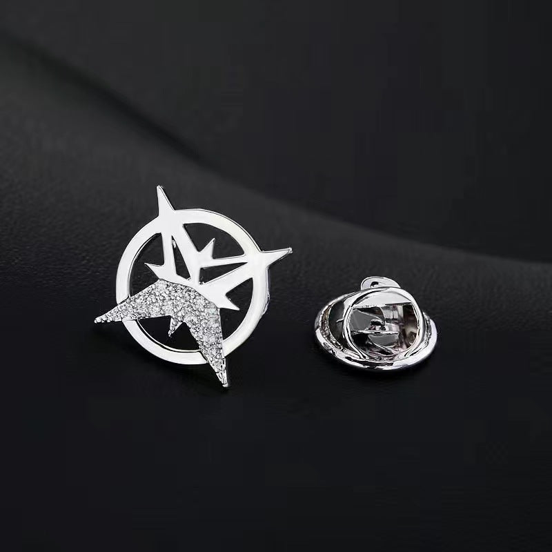 Six-pointed star brooch men's suit corsage small collar pin shirt collar buckle ins tide personality badge buckle anti-bare buckle