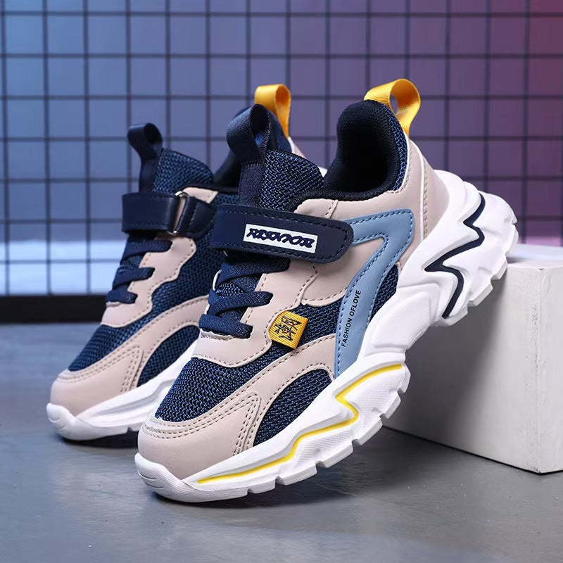 Boys' shoes spring 2025 new mesh breathable medium and large children's soft soles lightweight elementary school running children's sneakers