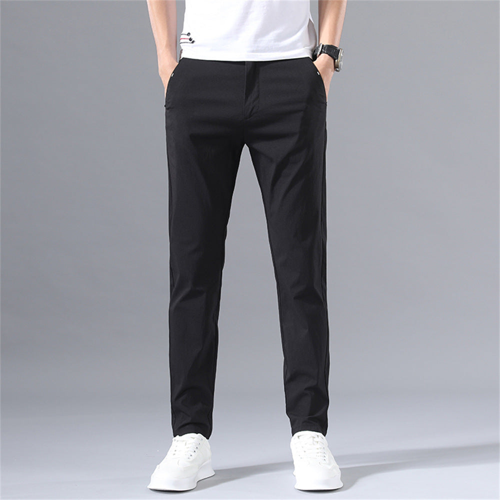 Ice silk casual trousers, men's summer thin trousers, sun protection, quick-drying straight, stretch cargo pants, abrasion resistant work pants