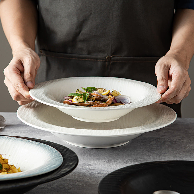 Western Food, Quicksand, Large Soup Plate, Deep Plate, Home Salad Plate, Dish Plate, Noodle Soup Bowl, Ceramic Restaurant, Hotel Tableware
