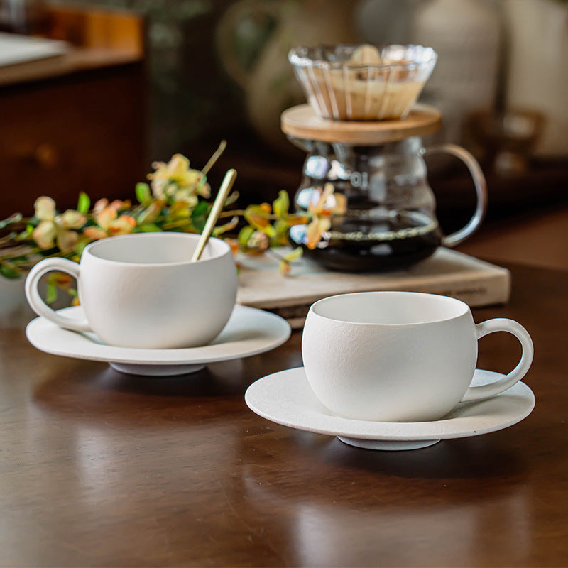 High-grade solid color coffee cup wholesale ceramic cup saucer set for home simple breakfast mug restaurant latte art cup