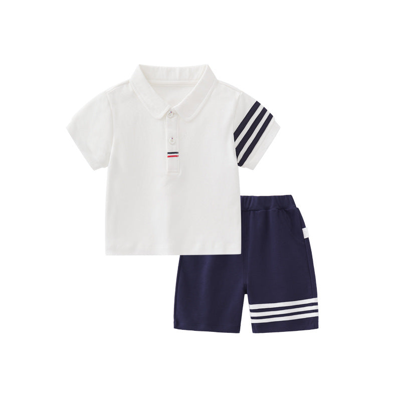 Boys' outfits 2025 new summer short-sleeved foreign trendy children's clothes children's summer dresses gentleman's one-year dresses