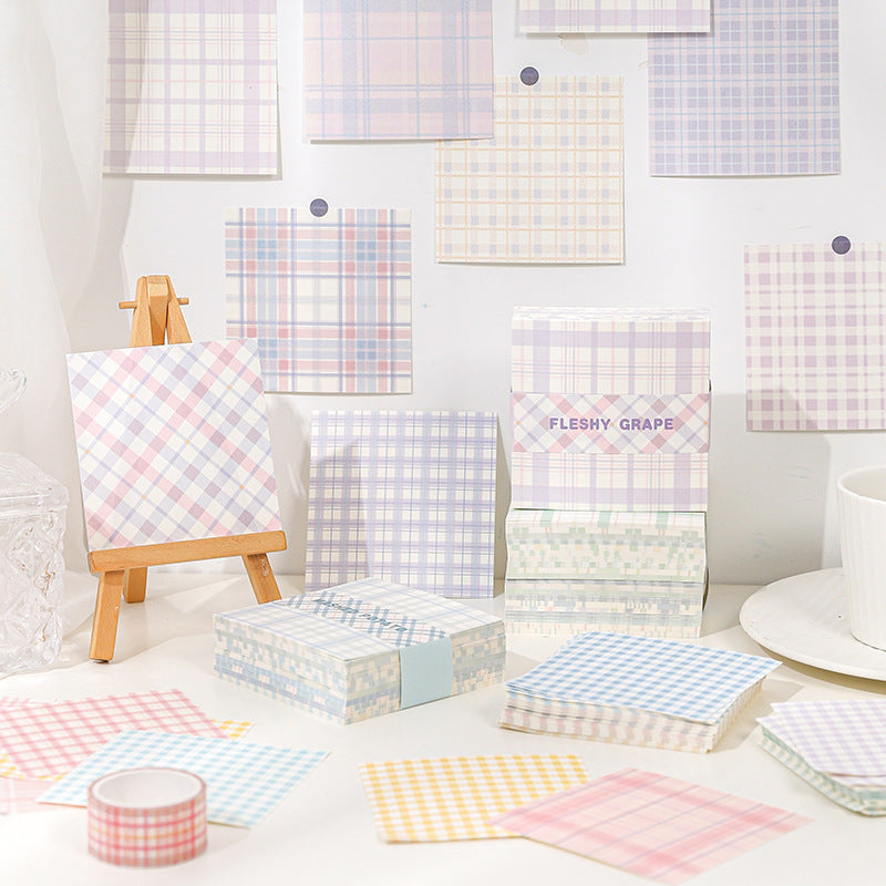 Paper Traces Sticky Notes Plaid Element Series Creative Plaid Ins Wind Message Memo Note Paper 10 models