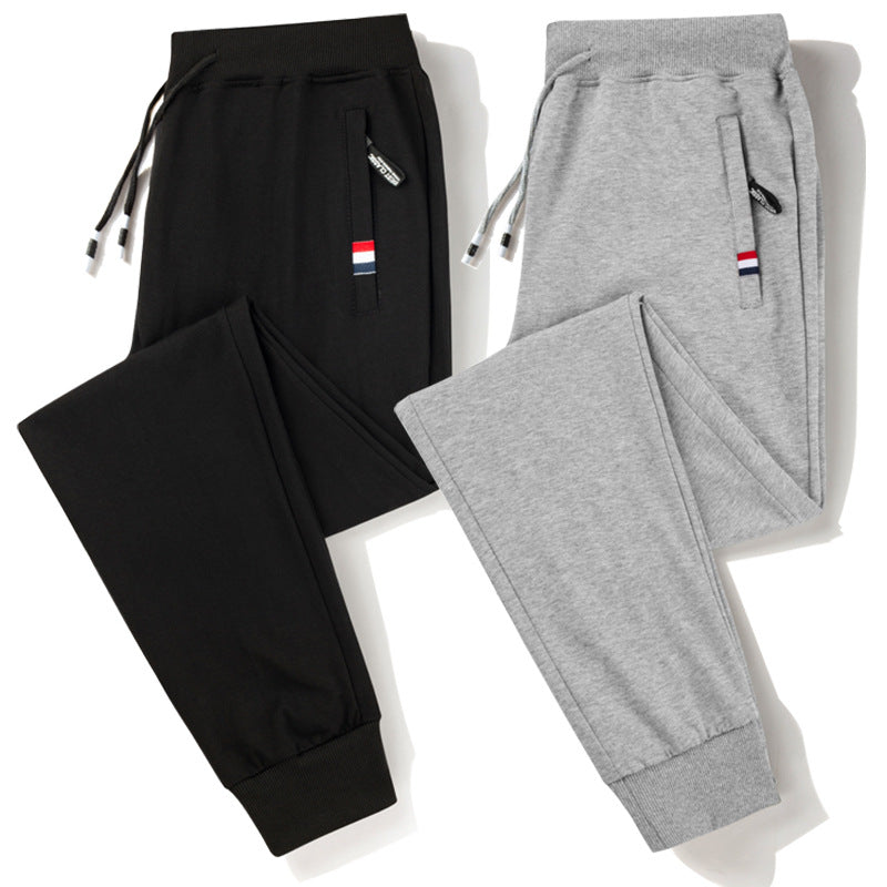 Summer cotton track pants men's ultra-thin breathable loose fit large size cinched straight leg optional casual pants