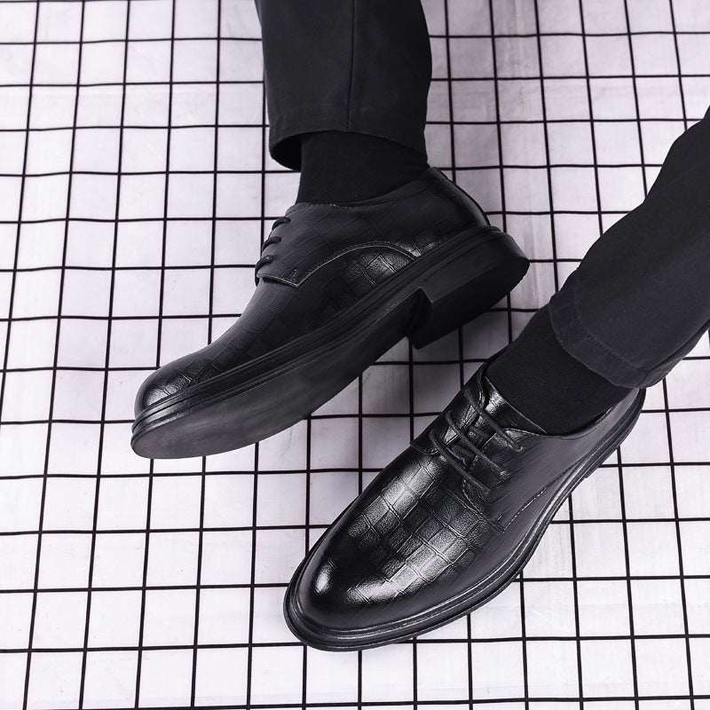 Leather shoes men's business formal wear casual trendy shoes spring British groom Korean version cross-border soft sole wedding leather shoes breathable