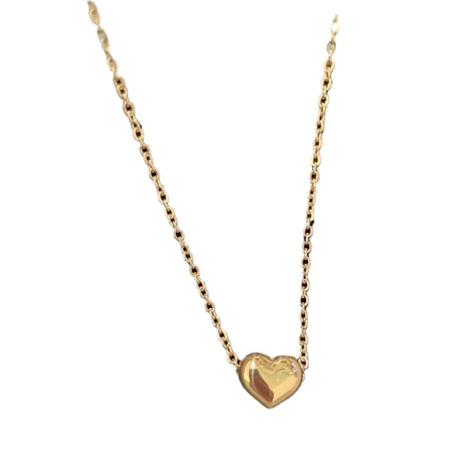 Titanium steel does not fade gold love pendant necklace light luxury sense of luxury short peach heart clavicle chain women's simple necklace