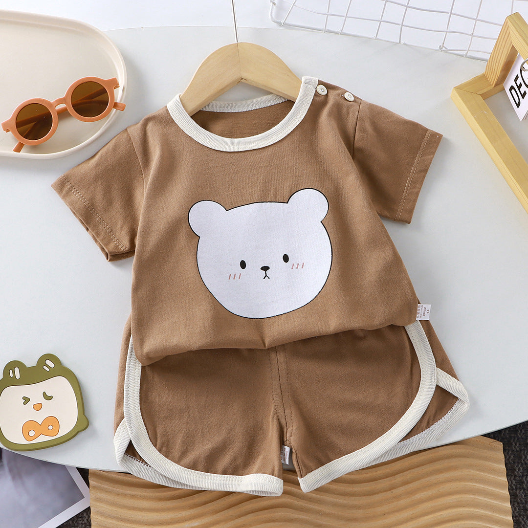 Children's short-sleeved set baby summer T-shirt two-piece set of pure cotton sports and casual clothes for children and children