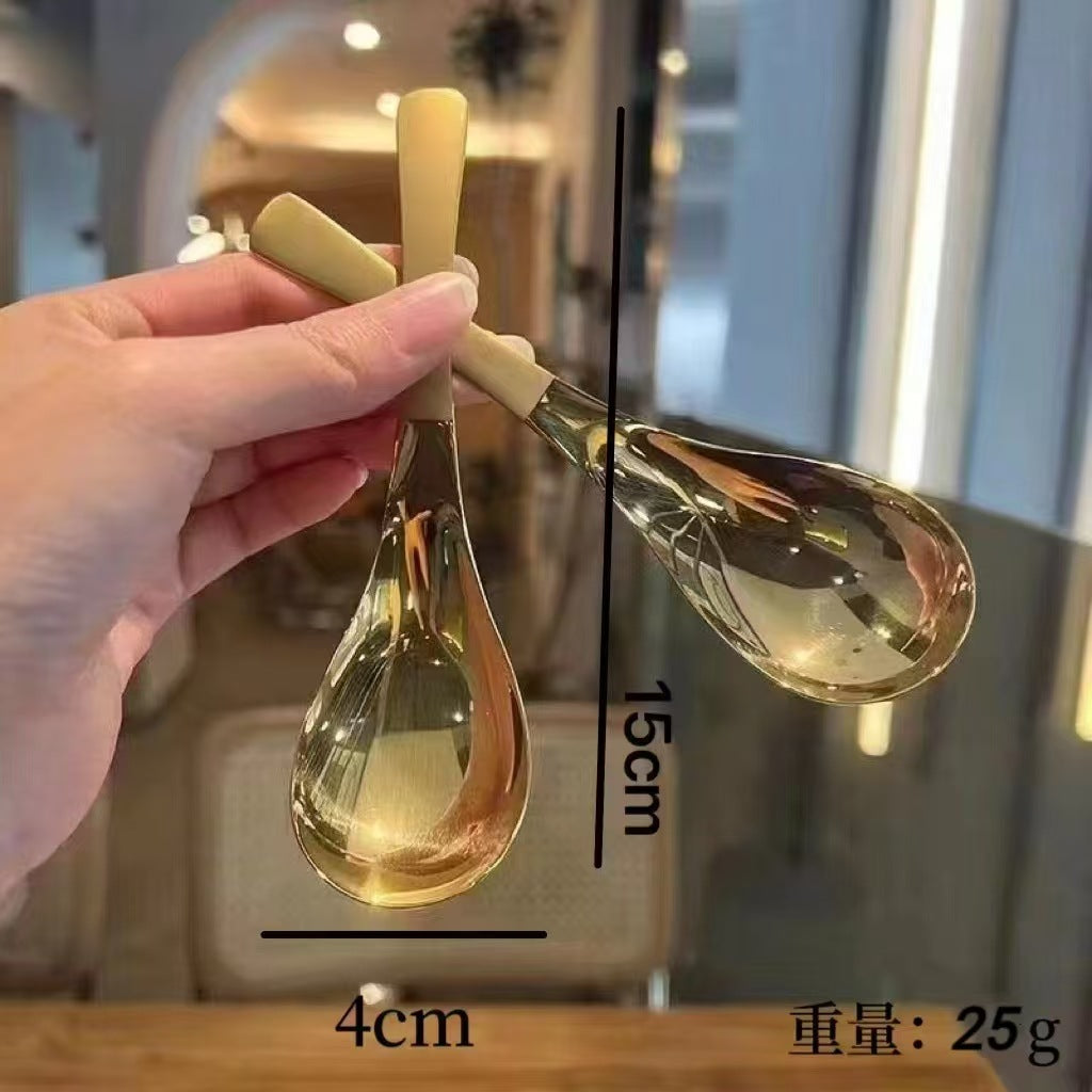 Stainless steel spoon, Internet celebrity spoon, home tableware, deepening Chinese dining spoon, soup spoon, Western food hotel, Gong Yan spoon