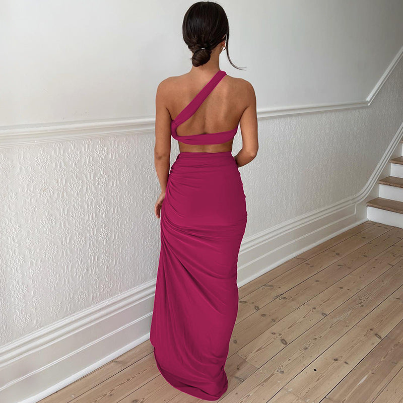 amazon women's summer 2025 new sexy backless bandeau top slim slit skirt set wholesale