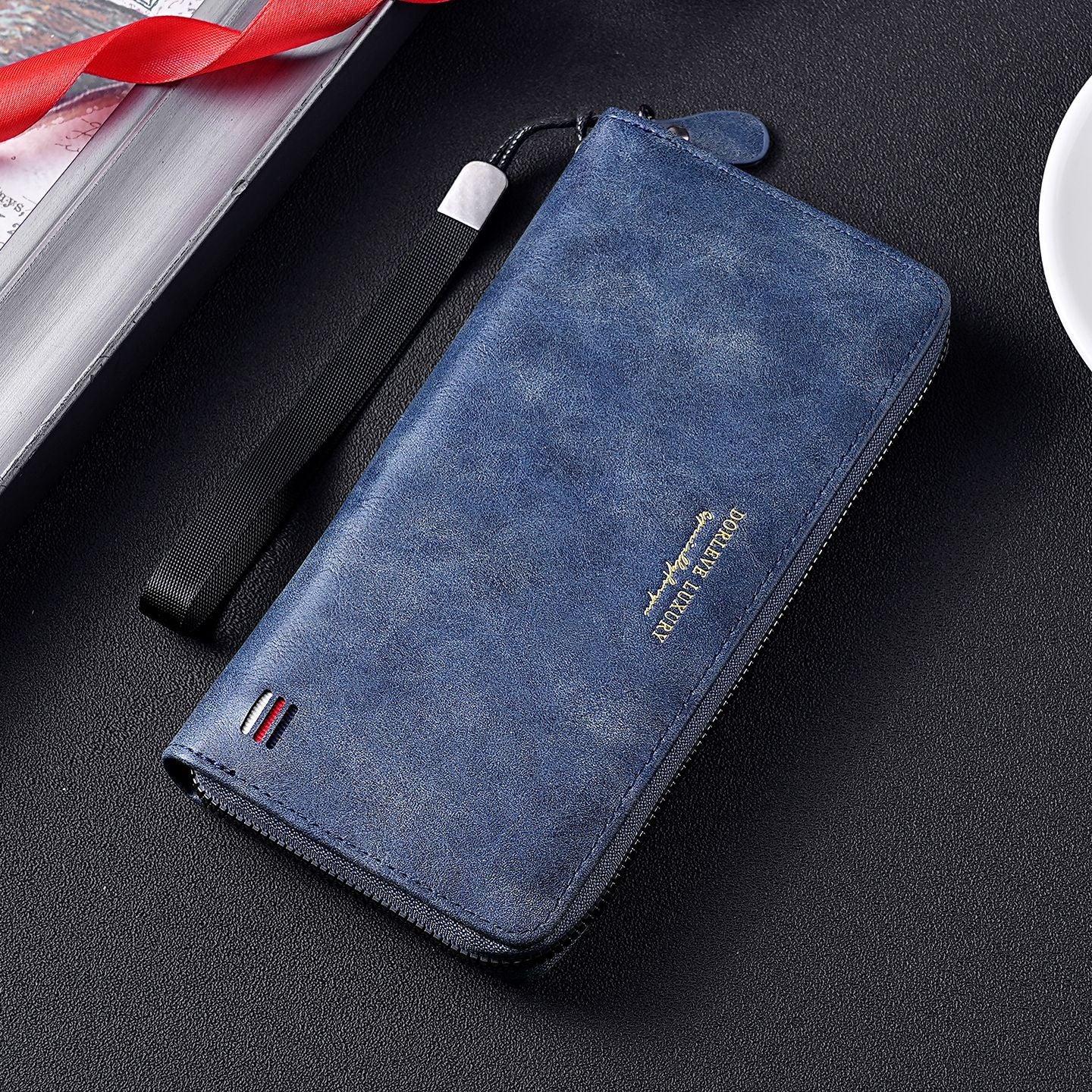 Manufacturer business light luxury zipper clutch bag men's long wallet multi-functional storage card bag money wallet spot wholesale