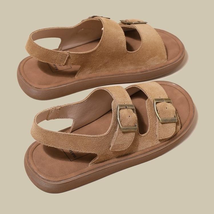 Zhongjia thick-soled sandals women's summer wear 2024 new beach shoes fishing boken shoes word roman shoes
