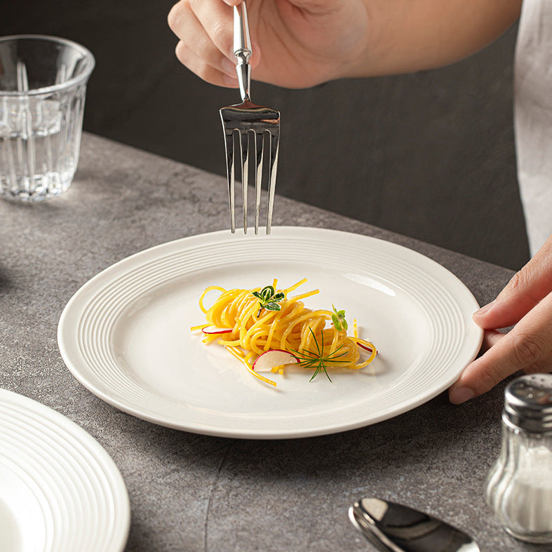 Steak plate high-end plate home dish plate 2025 new western plate ceramic tableware flat plate breakfast plate