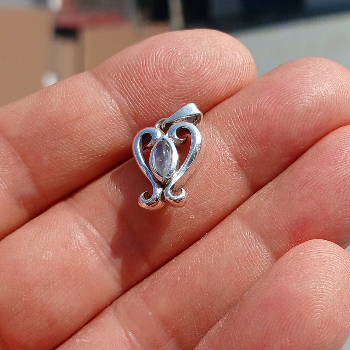 Moonstone Pendant, 925 Sterling Silver Pendant, Heart Pendant,