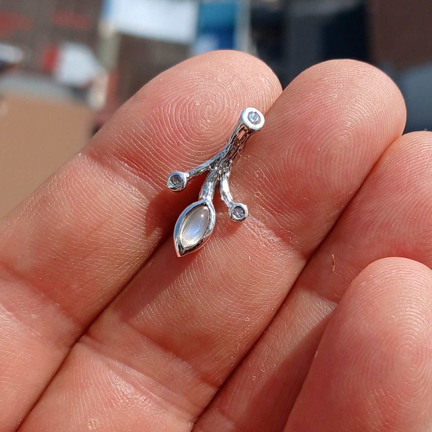 Moonstone Pendant, Moonstone Charm, Sterling Silver Pendant, Moonstone