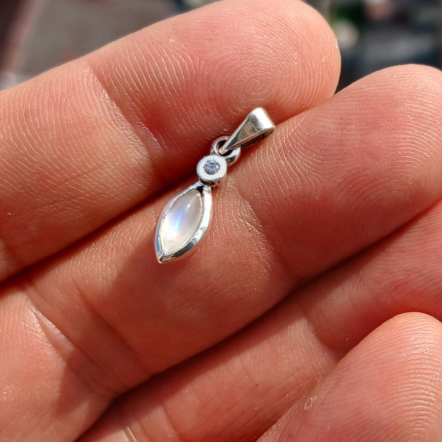 Moonstone Pendant, marquise Pendant, Sterling Silver Pendant,