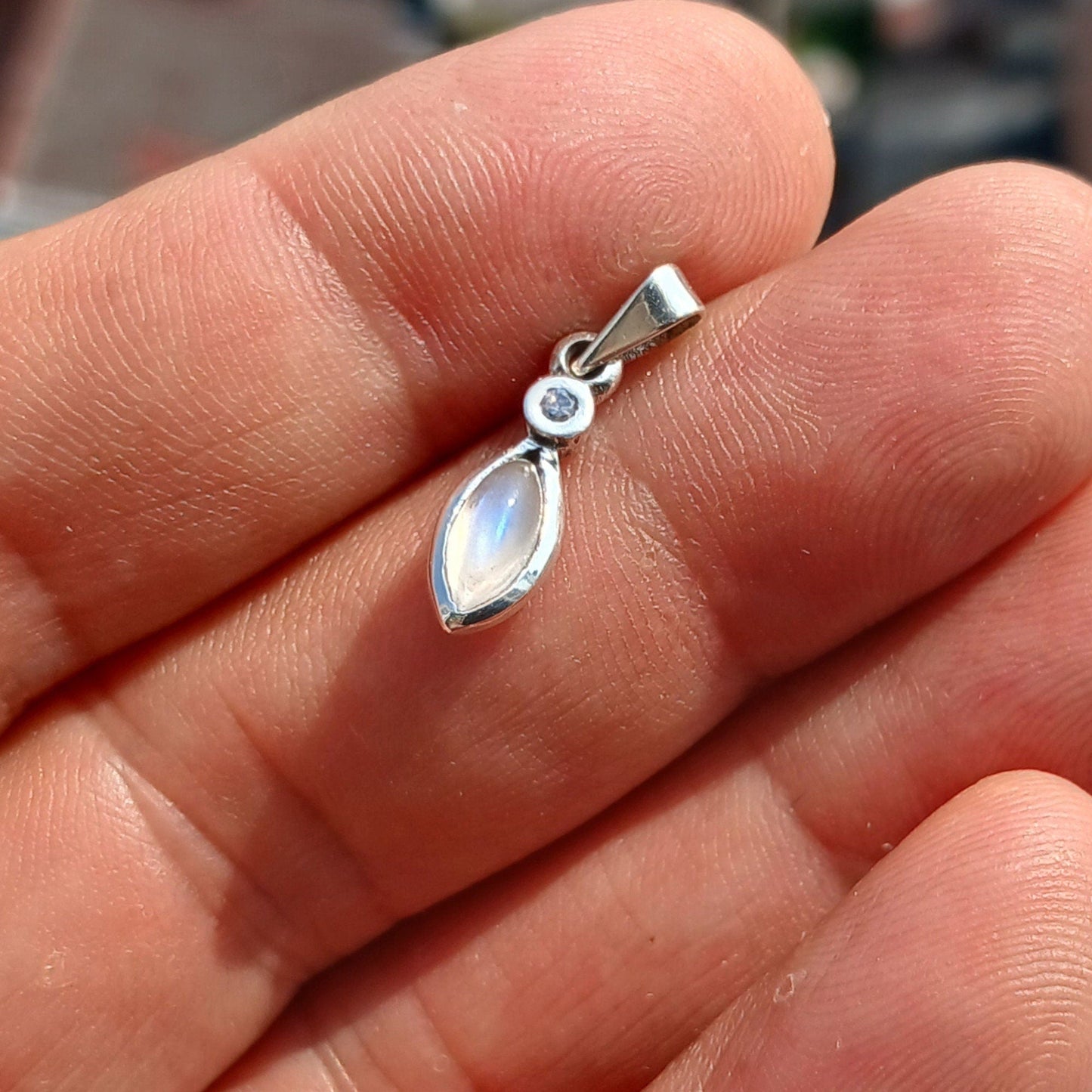 Moonstone Pendant, marquise Pendant, Sterling Silver Pendant,