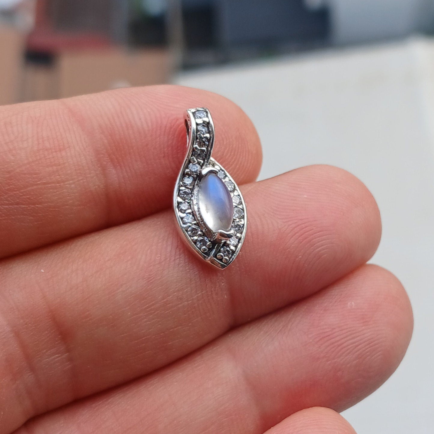 Moonstone Pendant, Charm Pendant, Sterling Silver Pendant, Moonstone