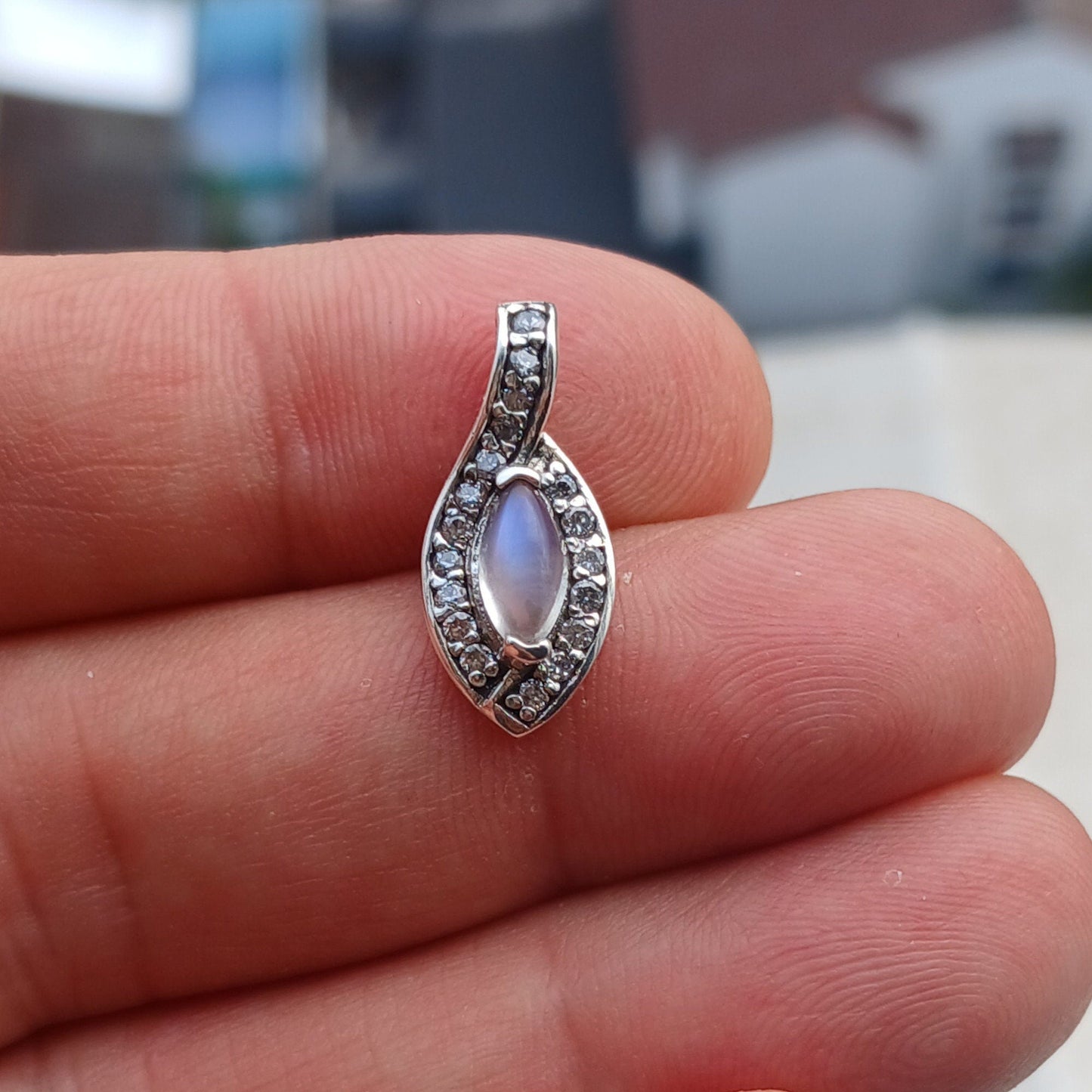 Moonstone Pendant, Charm Pendant, Sterling Silver Pendant, Moonstone