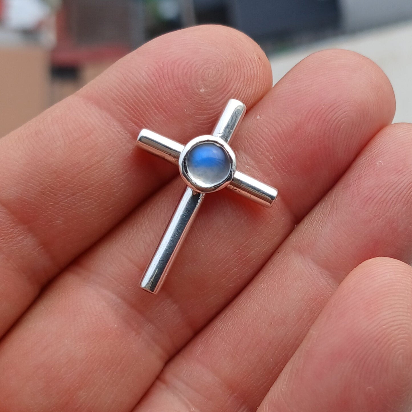 Moonstone Pendant, Sterling Silver Pendant, Cross pendant, Crucifix