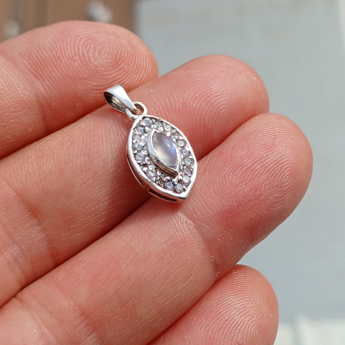 Moonstone Pendant, Charm Pendant, Sterling Silver Pendant, Moonstone
