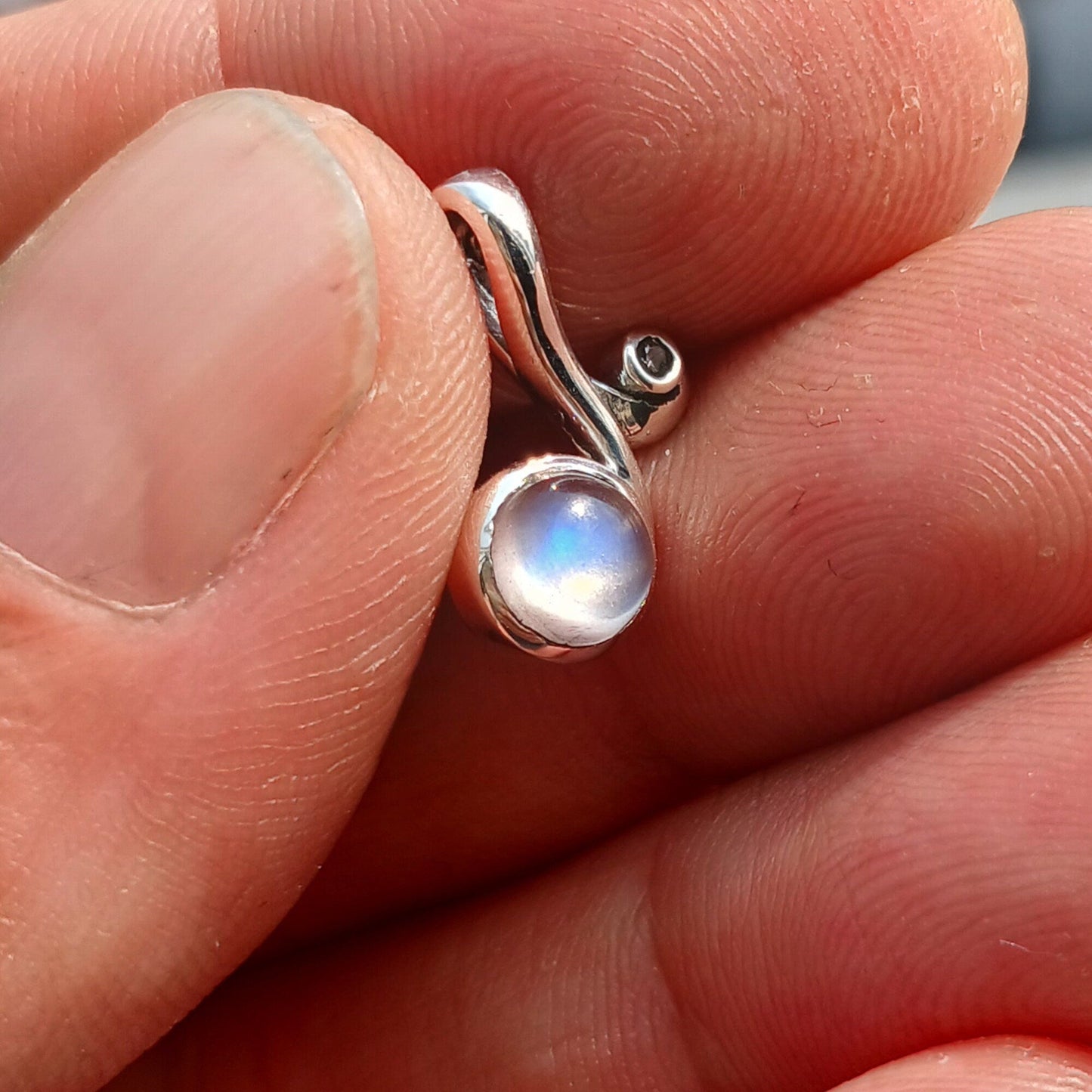 Moonstone Pendant, Moonstone Charm, Sterling Silver Pendant,