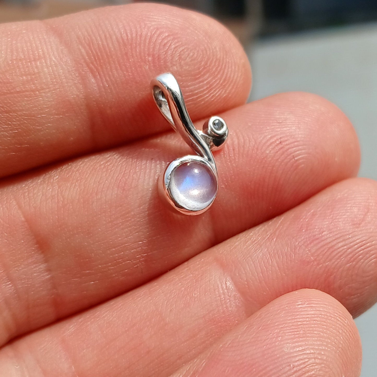 Moonstone Pendant, Moonstone Charm, Sterling Silver Pendant,
