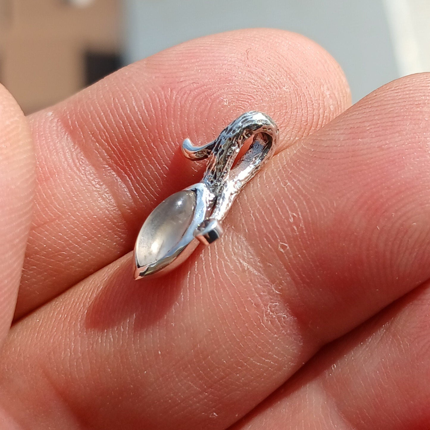 Moonstone Pendant, Moonstone Charm, Sterling Silver Pendant, Moonstone