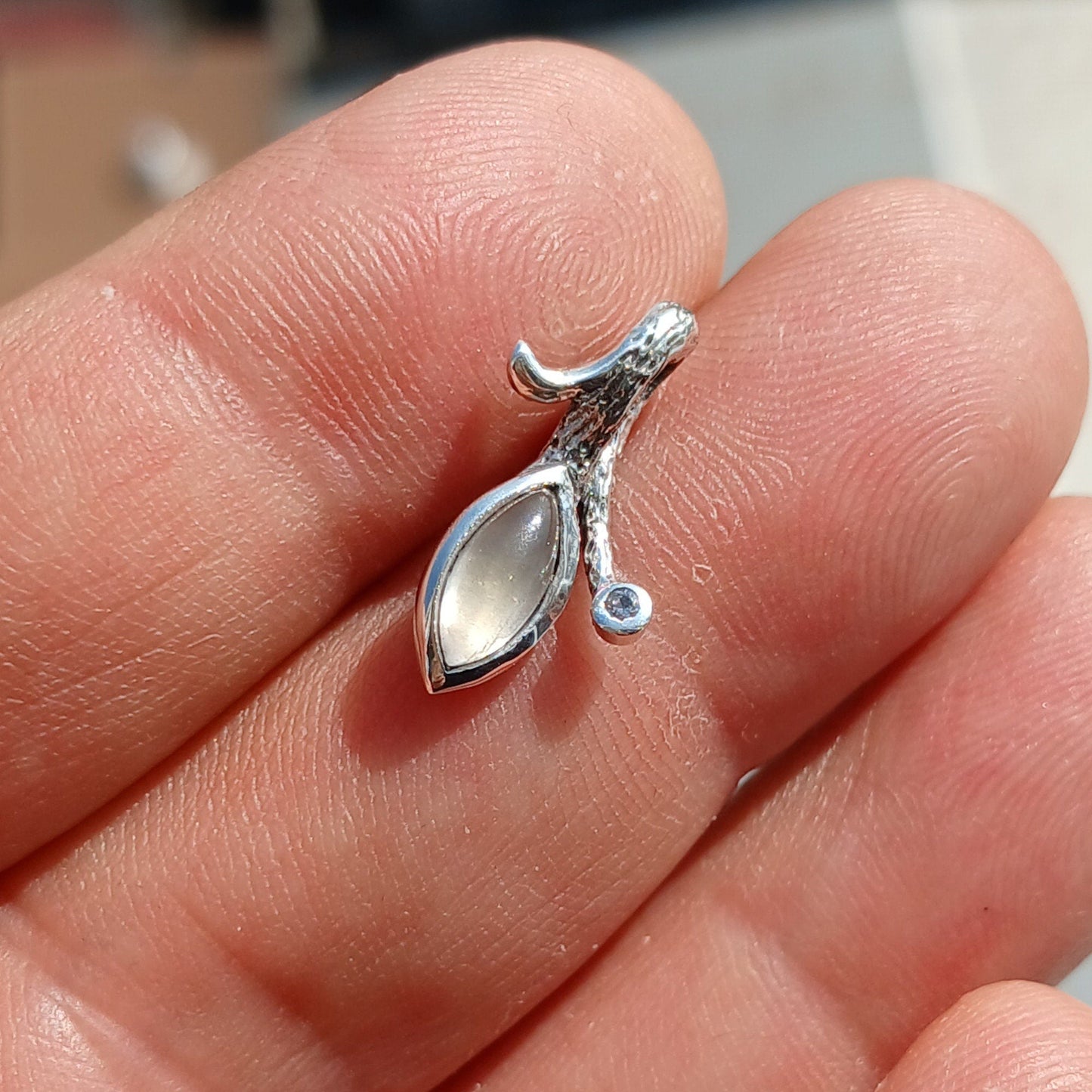 Moonstone Pendant, Moonstone Charm, Sterling Silver Pendant, Moonstone