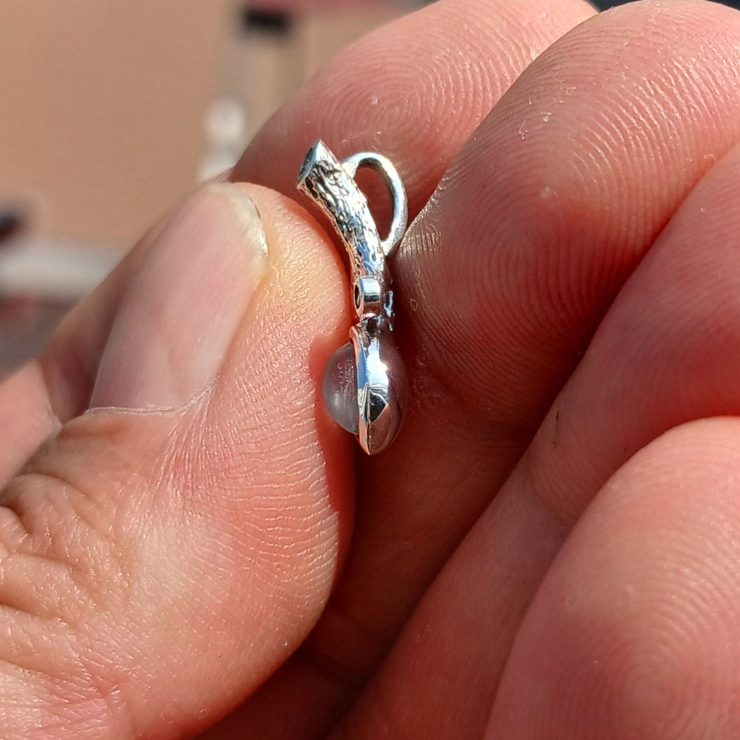 Moonstone Pendant, Moonstone Charm, Sterling Silver Pendant, Moonstone
