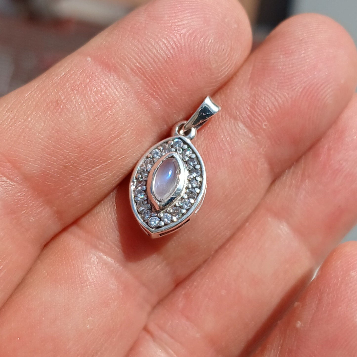 Moonstone Pendant, Marquise silver Pendant, Sterling Silver Pendant,