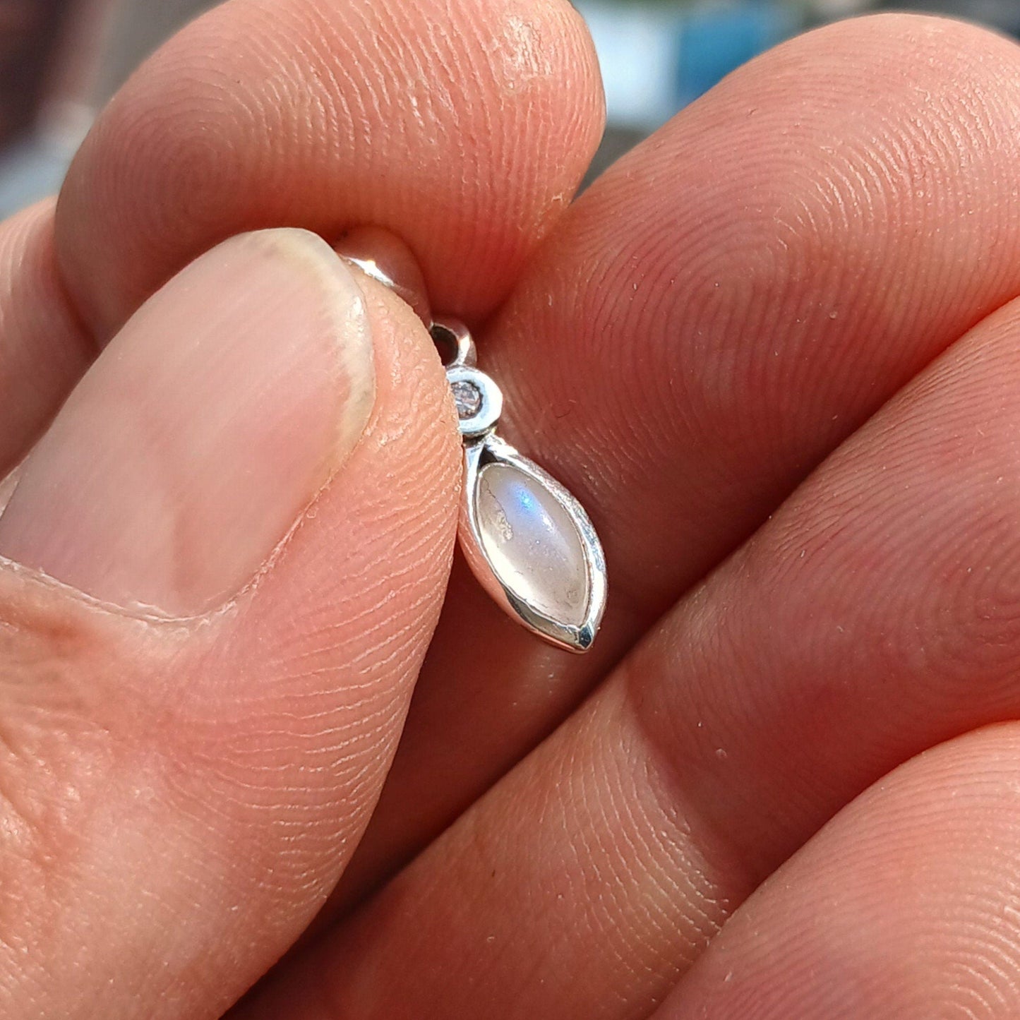Moonstone Pendant, marquise Pendant, Sterling Silver Pendant,