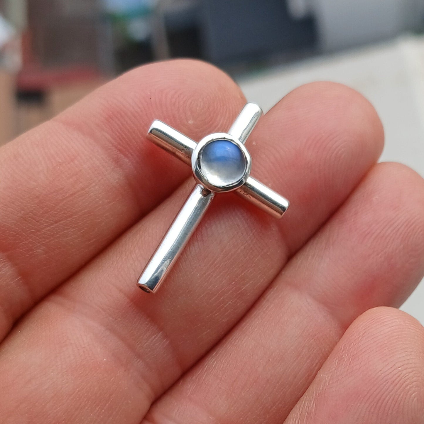 Moonstone Pendant, Sterling Silver Pendant, Cross pendant, Crucifix