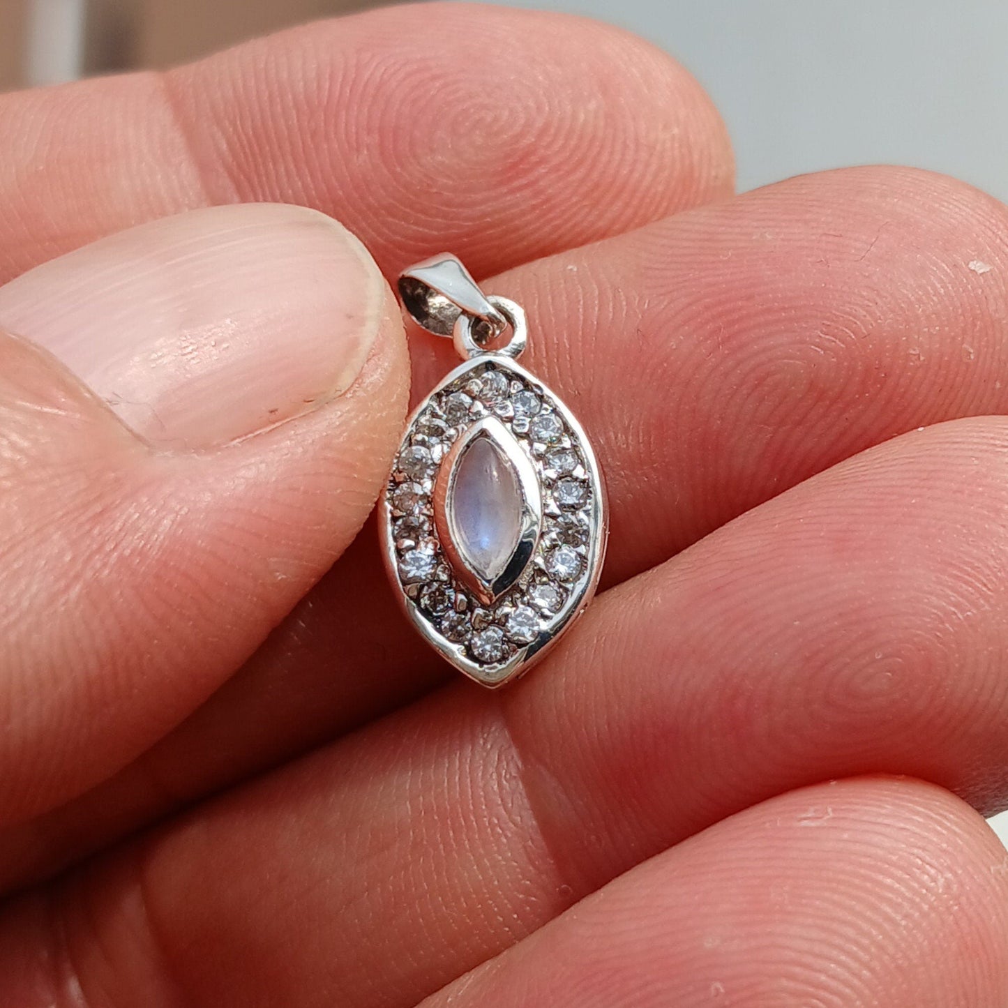Moonstone Pendant, Charm Pendant, Sterling Silver Pendant, Moonstone