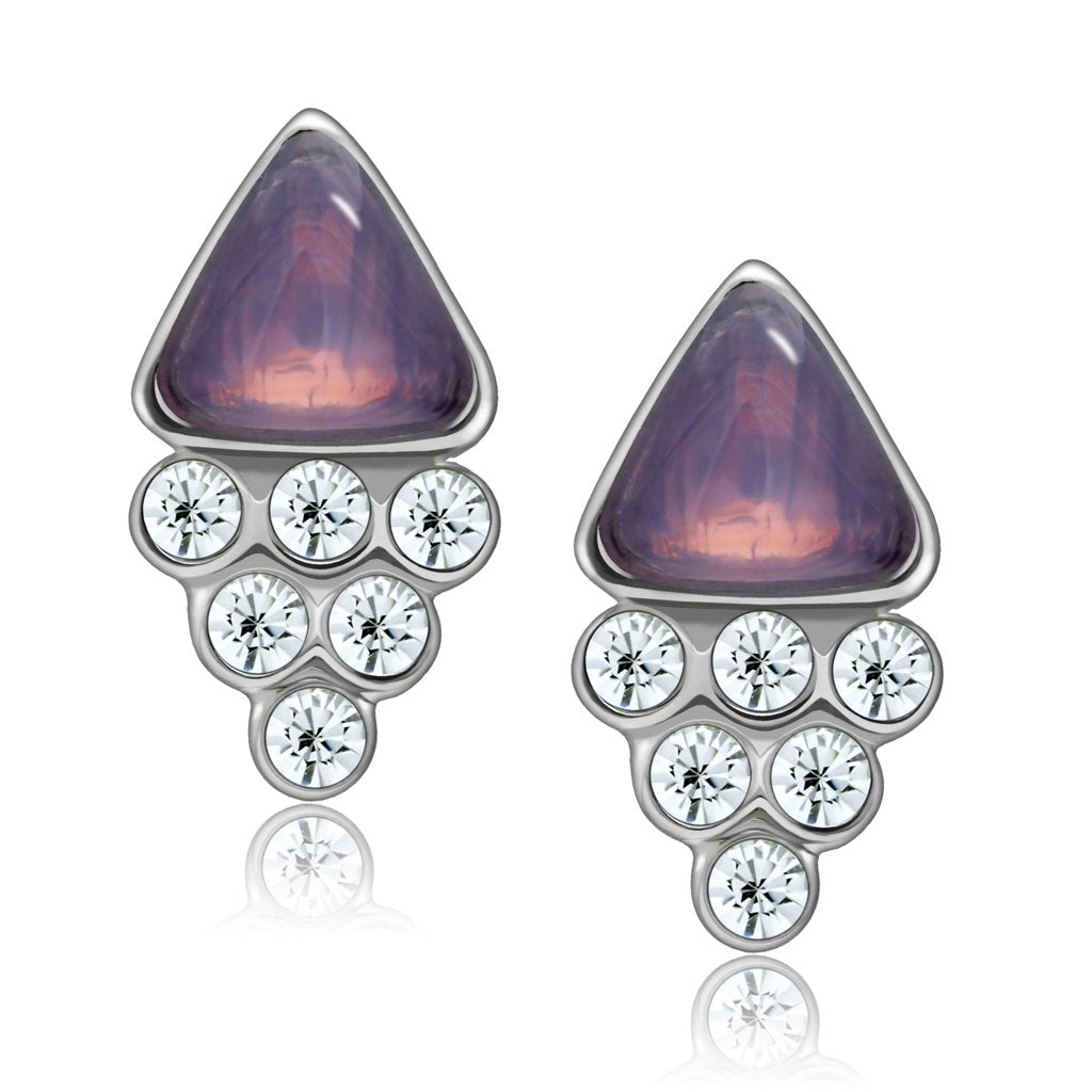 LO1979 - Rhodium White Metal Earrings with Top Grade Crystal in Clear