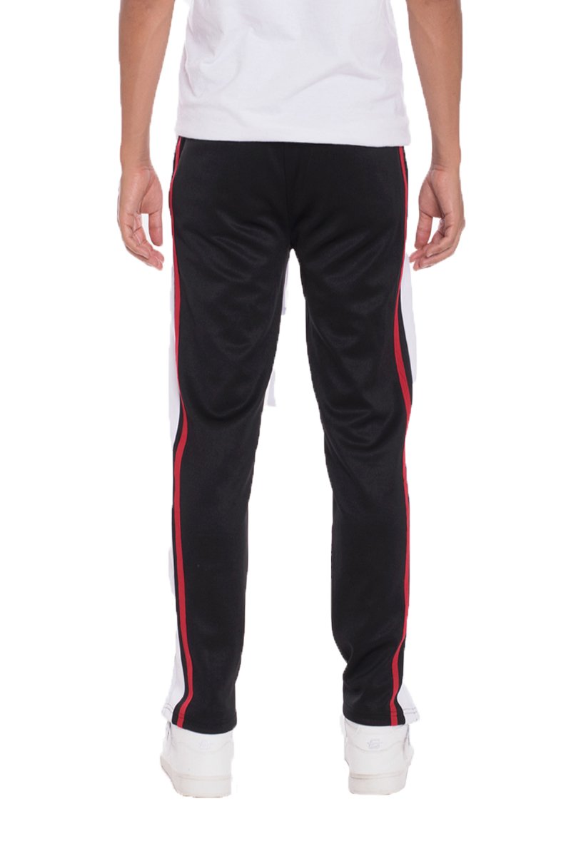 TRICOT STRIPED TRACK PANTS- BLACK