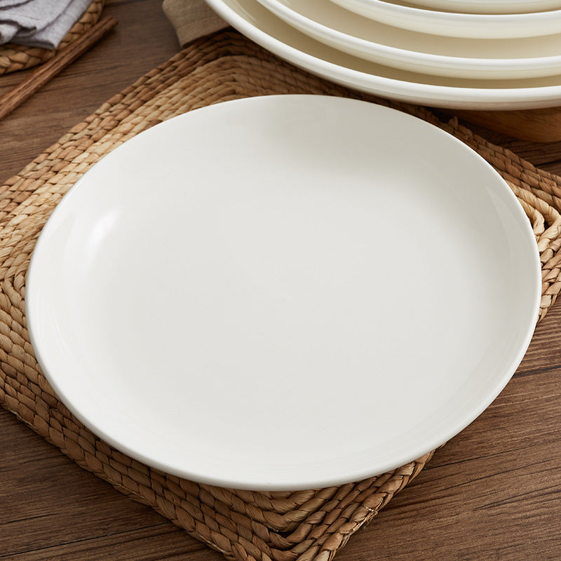 Pure White Thickened Ceramic Plate Chinese Rice Bowl Shanxi Huairen Tableware Round Deep Plate Ceramic plates