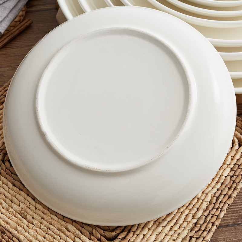 Pure White Thickened Ceramic Plate Chinese Rice Bowl Shanxi Huairen Tableware Round Deep Plate Ceramic plates