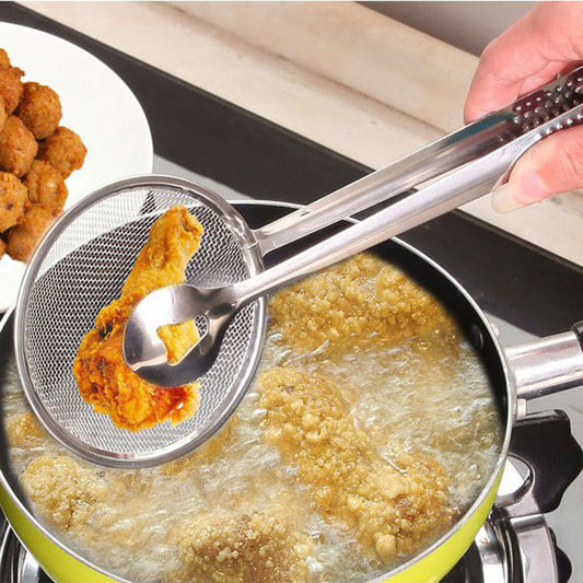 Kitchen tools: stainless steel colander oil scoop, fried food, oil scoop, tofu powder sieve, strainer, food oil clip