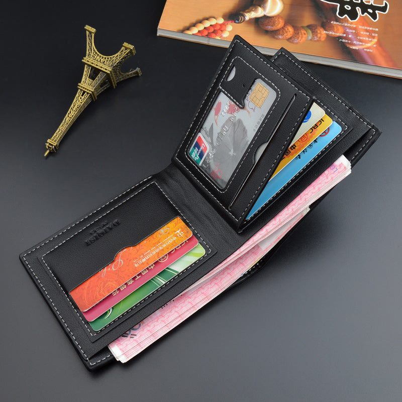 New men's wallet, men's short multi-card slot fashion casual wallet, men's thin three-fold horizontal soft wallet