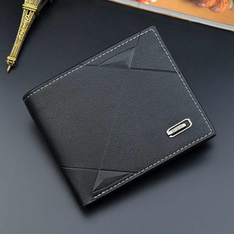 New men's wallet, men's short multi-card slot fashion casual wallet, men's thin three-fold horizontal soft wallet