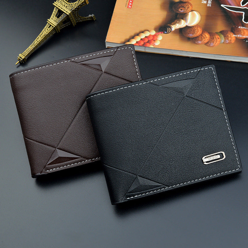 New men's wallet, men's short multi-card slot fashion casual wallet, men's thin three-fold horizontal soft wallet