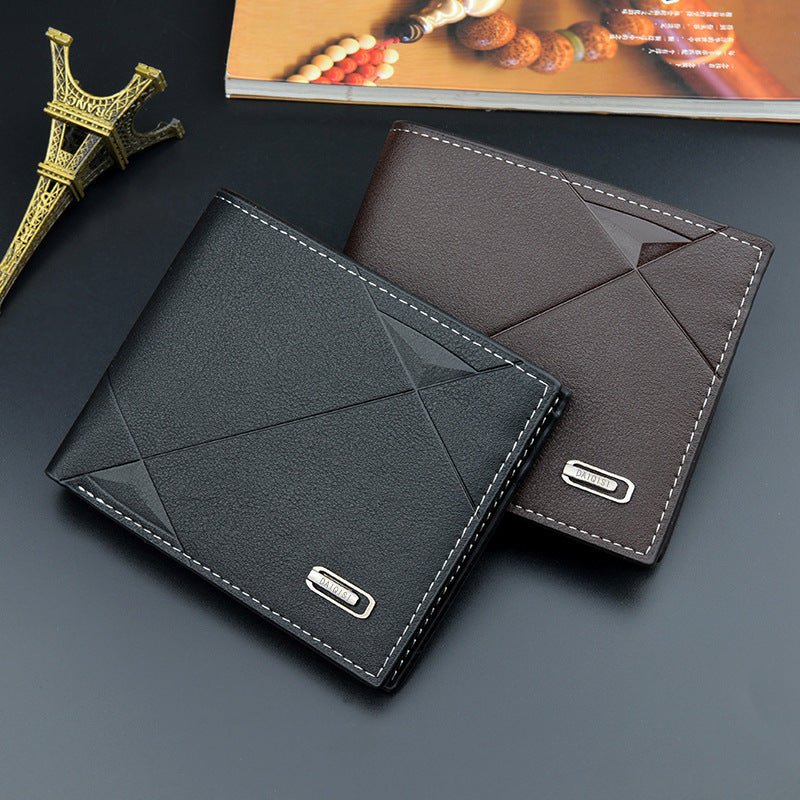 New men's wallet, men's short multi-card slot fashion casual wallet, men's thin three-fold horizontal soft wallet