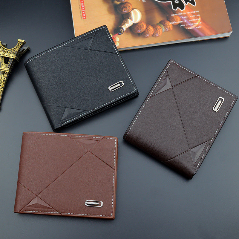New men's wallet, men's short multi-card slot fashion casual wallet, men's thin three-fold horizontal soft wallet