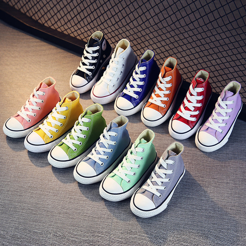 OPOEE Children's Shoes 2025 Spring Men's and Women's Fashion Lace-up High-Top Canvas Shoes Baby Casual Board Shoes C8008