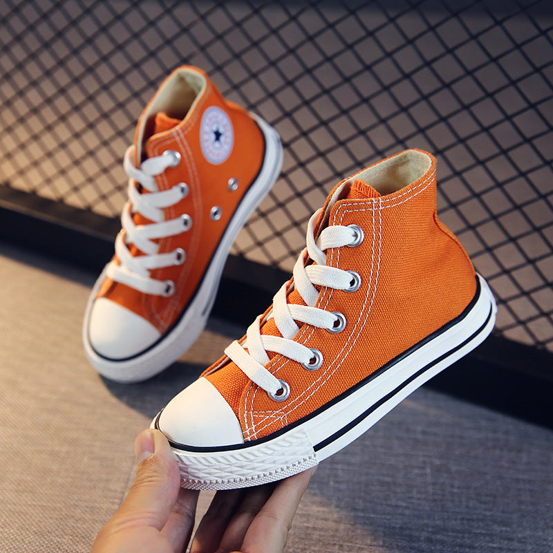 OPOEE Children's Shoes 2025 Spring Men's and Women's Fashion Lace-up High-Top Canvas Shoes Baby Casual Board Shoes C8008